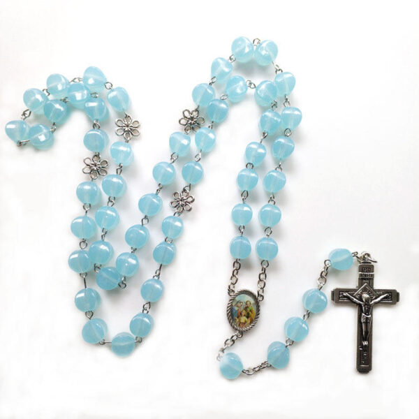 KOMI Hot Selling Blue square Acrylic Cross Jesus Religious Pendant Necklace