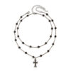 KOMI Sweet Star Cross Pendant Necklace for Women Cool Gothic Rhinestone Crystal Tassels Layered Punk Choker Necklace for Girls
