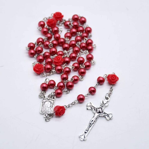 bb85d6420f8a82dc66a483f87d42dcd1_Hf3e10b6037ca43d8abfcef7fe881e0d6I_avif=close&webp=close Rosary Plastic Pearl 8mm Beads with Rose Flower Beads Our Lady of Lourdes Medals Jesus Cross Christ Maria Necklace for Pray