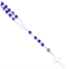 2024 Hot Sell Rosary Dark Blue Glass Crystal Jesus Cross Christ Maria Stock Necklace