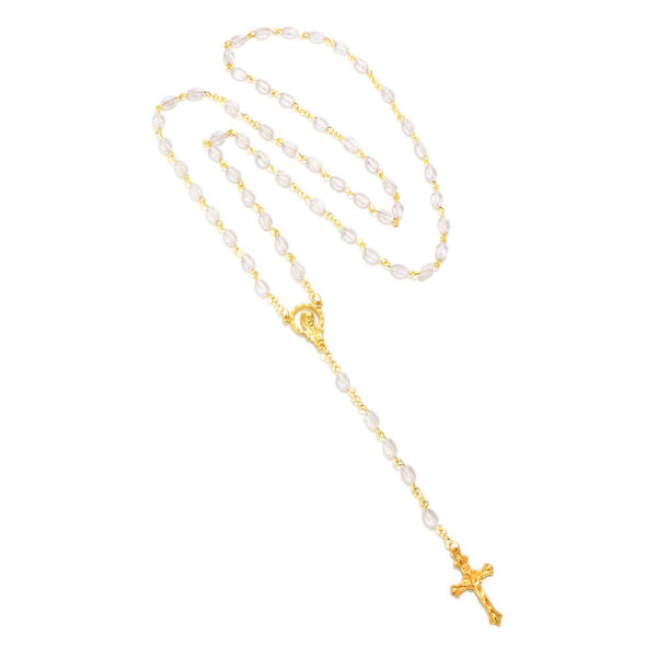2024 Komi Religious Rosary Necklaces 6*8mm Acrylic Beads Necklace Cross Pendant Christian Jewelry Wholesale