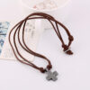 KOMI New Design Braided Cowhide Cross Pendant Necklace Personality Accessories