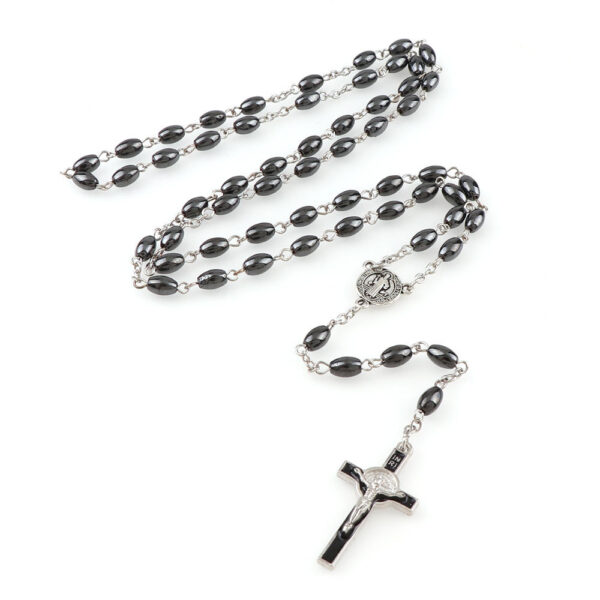 bd03461386d9c5620b898389965801d1_H4dd43487d2124c6991f659ca97315185q_avif=close&webp=close Oval Hematite Bead Catholic Rosary Pendant Necklace Alloy Cross Jesus Cross Pendant Benedict Connectors Religious Necklaces