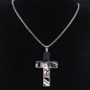 Stainless Steel Cross Jesus Pendant Necklace Men and Women Versatile Titanium Pendant Sweater Chain Guard Chain Accessories