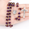 2023 Hot Sell Rosary 8*6mm Glass Cut Face Crystal Jesus Cross Christ Maria Stock Rosary Necklace