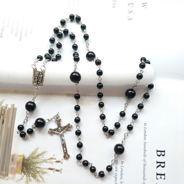 Komi Pearl Multi Colourful Rose Bead Our Lady of Lourdes Virgin Mary Medals Necklaces Religious Cross Prayer Rosary Necklace