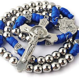 New Braided Rope Stainless Steel Cross Rosary Necklace Religious New Style Jewelry