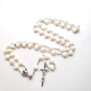 Komi Hot Selling Love Milk Color Rosary Cross Necklace Pendant Crucifix Pendant Rosary Catholic Necklace