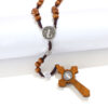 Komi Religious 6*7mm Wooden Beads Rosary Necklace Orthodox Cross Woven Rope Necklace Handmade Cross Necklaces Wholesale
