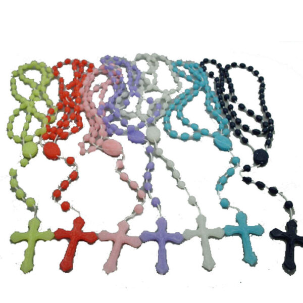 Luminous Mixed Color Cross Necklace Ten-color Plastic Luminous Rosary Necklace Wholesale