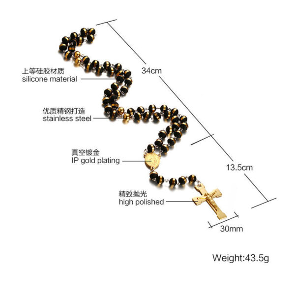 KOMI 2024 New 8MM Stainless Steel Gold Silicone Cross Pendant Necklace