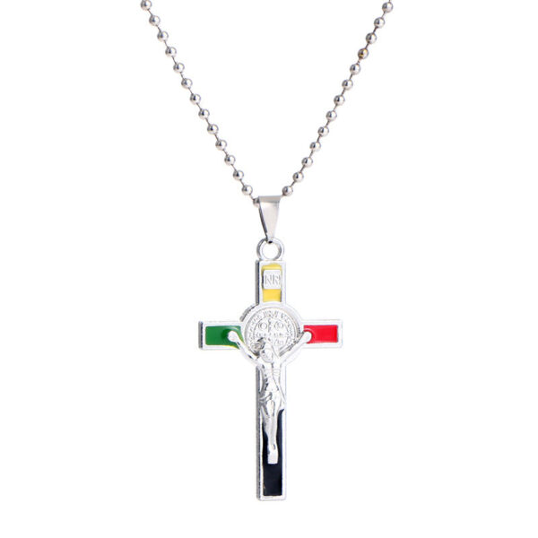 Classic Cross Necklace Dripping Oil Cross Crucifix Religious Pendant Men and Women Couple Colorful Necklace