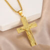 KOMI Stainless Steel Jesus Cross Necklace Men's Necklace 18K Fashion Titanium Steel Cross Pendant Necklaces for Religious Prayer