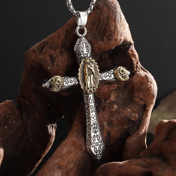 c4e50790eea7df66bf8cb9de061cca62_H2c96b5689ddc45e99cbcfe2f20abb8c1v_avif=close&webp=close KOMI Vintage Engraved Cross Necklace for Women Anti Gold Virgin Mary Cross Pendant Necklaces 24 Inches Box Chain Necklace Gifts