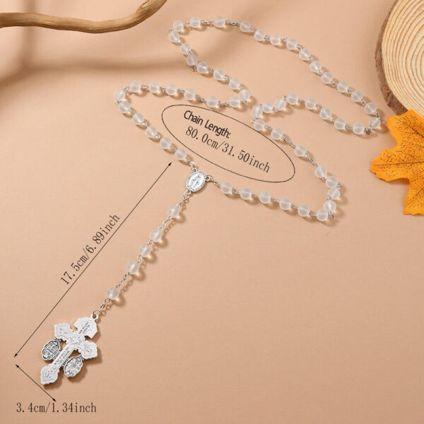 KOMI 8mm Catholic Rosary Matte Beads Chain Y Necklaces Cross Pendant Necklace for Men Holy Prayer Cross Necklace Baptism Gifts
