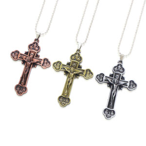 2024 New Cross Necklace Choker Cross Men's Pendant Necklace Bold Twist Crucifix Chain
