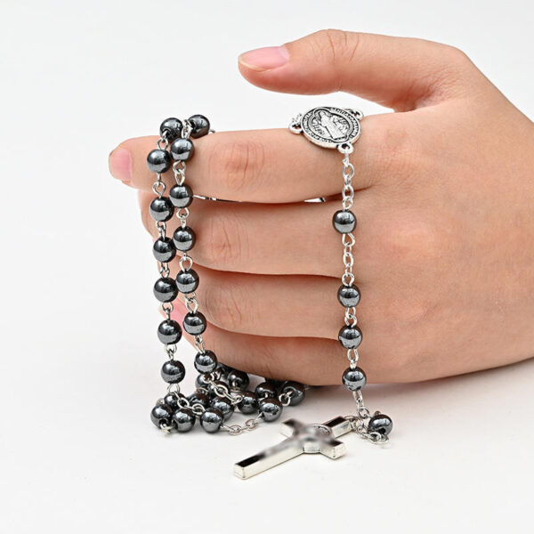 c6a745920f9d99209ac321eaa6f54ec4_H4b5d6ab054d3459187d841d114ccdd758_avif=close&webp=close Wholesales Religious Catholic Black Gallstone Hematite Beads Jesus Cross Pendant Rosary Beads Necklace