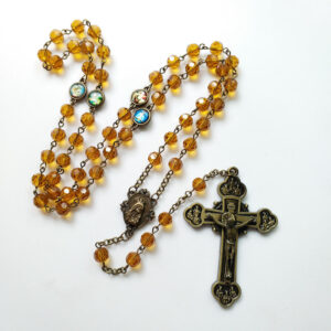 KOMI 2024 New Bead Cross Jesus Pendant Catholic Champagne Crystal Religious Jewelry