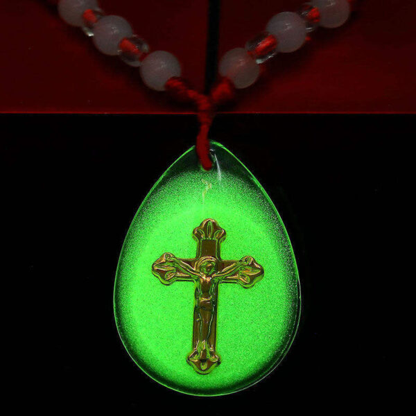KOMI Luminous Cross Pendant Crystal Necklace Luminous Gold Exquisite Necklace