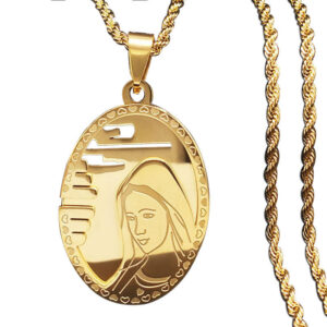 KOMI Embossed Madonna Pendant Lady Faithful Necklace Stainless Steel Necklace