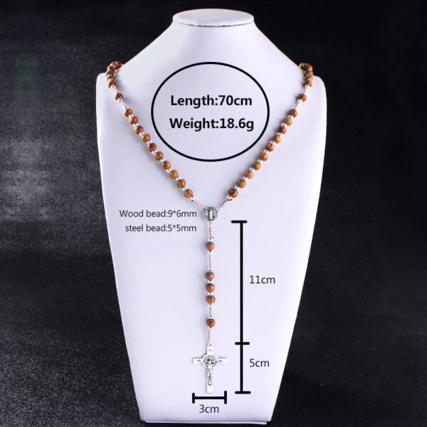 Komi Wooden Rosary Necklaces High Quality Good Wood Beads Rosary Necklace Cross Pendants Christ Jesus Religious Pray Jewelry