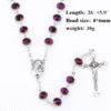 2023 Hot Sell Rosary 8*6mm Glass Cut Face Crystal Jesus Cross Christ Maria Stock Rosary Necklace