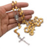 KOMI New Style Jerusalem Wood Rosary Virgin Mary with Soil Medal Jesus Cross Prayer Religious Necklace Wholesale