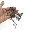 KOMI St. Benedict Black Gallstone Necklace Cross Ornament Rosary Necklace