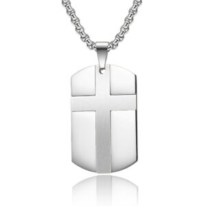 KOMI Stainless Steel Cross Necklace for Men Women Jewelry Gold Dog-Tags Tags Cross Pendant Necklace for Boys Girls Gift