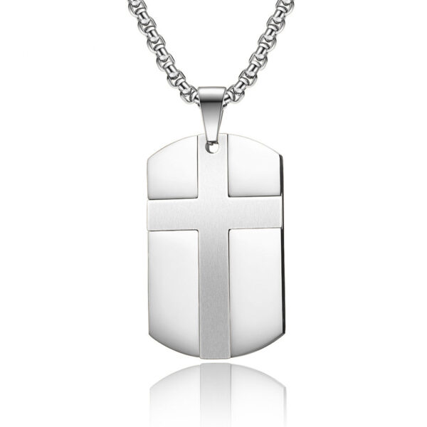 KOMI Stainless Steel Cross Necklace for Men Women Jewelry Gold Dog-Tags Tags Cross Pendant Necklace for Boys Girls Gift