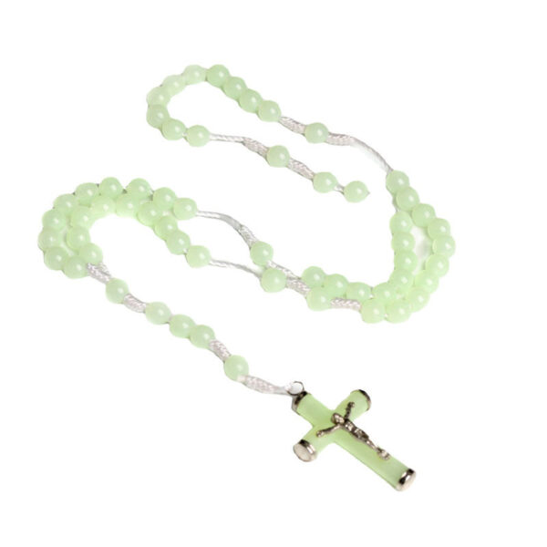 cdf8c8b47feeb5238b1a986f71a90f05_H8f6a042c80a246f09101e6f82ca1b3aa7_avif=close&webp=close KOMI Cross Necklace Statement 8mm Luminous Plastic Beads Rosary Necklace Prayer Church Religion Baptism Jewelry Gifts for Unisex