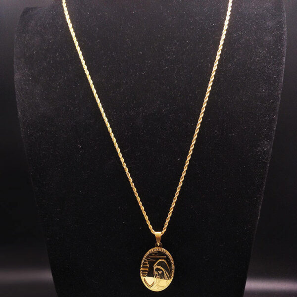 KOMI Embossed Madonna Pendant Lady Faithful Necklace Stainless Steel Necklace