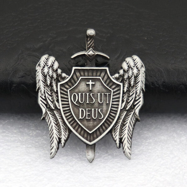 Dreamwork Holy Sword Archangel Wings Cross Shield Prayer Medal Amulet Pendant Necklace Keychain Souvenirs Keyrings Craft Gift