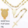 2023 Hot Selling Gold Stainless Steel 4mm Round Bead Religious Jesus and Virgin Mary Clavicle Chain Cross Necklace
