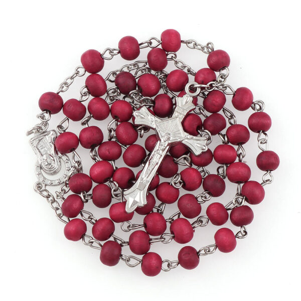 d0b580afc2d93fcf28959d34993fa1ec_H5bf6c7e8e75b4e6a9a064131ddc2b893D_avif=close&webp=close 6mm Rose Fragrance Wooden Bead Holy Cross Pendant Rosaries Necklace With Silver Cross Maria Center Rosary Religious Jewelry