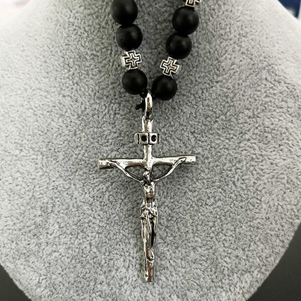 d32e06927950788c5dbd20b30b3599d4_H82f5d09e2c0141ac8d73ff714d609ff1j_avif=close&webp=close Dreamwork Rosaries Necklaces Jesus Cross Pendant 8mm Black Acrylic Beads Rosary Necklace for Pray Gift and Car Accessories