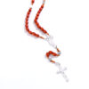 2024 KOMi Christ Wooden Beads Rosary Bead Cross Pendant Woven Rope Chain Necklace Religious Jewelry Accessories