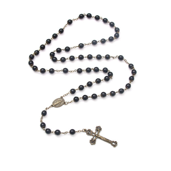 2024 New Religious Jesus Natural Multicolor Stone High Grade Cross Rosary Necklace Religious Jewelry Wholesale Wholesale
