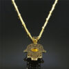 KOMI Fatima Hand Pendant Women Men Stainless Steel Necklace Gold Plated Natural Stone Necklace