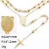 2023 Hot Selling Gold Stainless Steel 4mm Round Bead Religious Jesus and Virgin Mary Clavicle Chain Cross Necklace