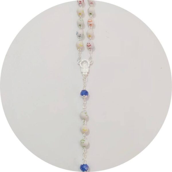 KOMI Handmade 8mm Acrylic Beaded Cross Rosary Necklace for Women Rosary Beads Chain Cross Pendant Necklace Prayer Gifts