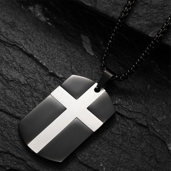 KOMI Stainless Steel Cross Necklace for Men Women Jewelry Gold Dog-Tags Tags Cross Pendant Necklace for Boys Girls Gift