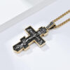 KOMI Cross Necklace for Men Vintage Silver Gold Stainless Steel Orthodox Cross Pendant Necklace for Men Boys Faith Prayer Gifts