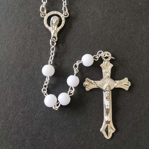 Komi 2023 Hot Sell Rosary Acrylic Beads Necklaces Religious Rosary Cross Necklace for Pary