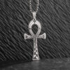 KOMI Stainless Steel Coptic Ankh Cross Pendant Necklace for Men Religious Ancient Egyptian Symbol Anka Cross Necklace for Women