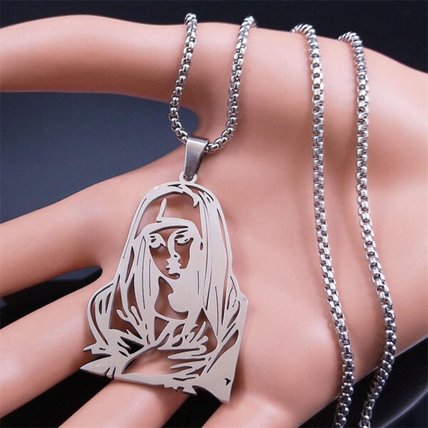 da33b4693bcbdd860cf913378dab05a9_H778c4d2d1a2240f6be0ca9b21e5f79ebB_avif=close&webp=close KOMI Religious 18K Gold Plated Stainless Steel Hollow Virgin Mary Pendant Necklace for Women Men Prayer Gifts