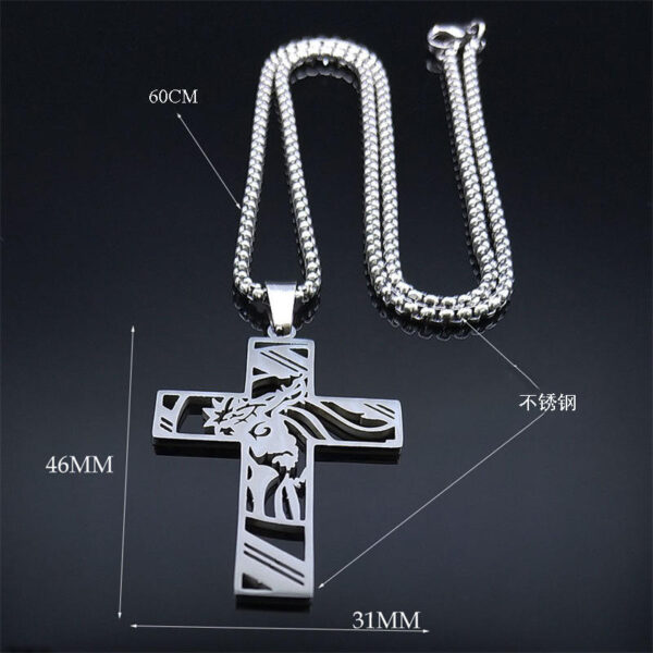 Stainless Steel Cross Jesus Pendant Necklace Men and Women Versatile Titanium Pendant Sweater Chain Guard Chain Accessories