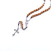 KOMi Handmade Wooden Rosary Cross Pendant Necklace Weave Round Antique Vintage Catholic Religious Jesus Jewelry Wholesale