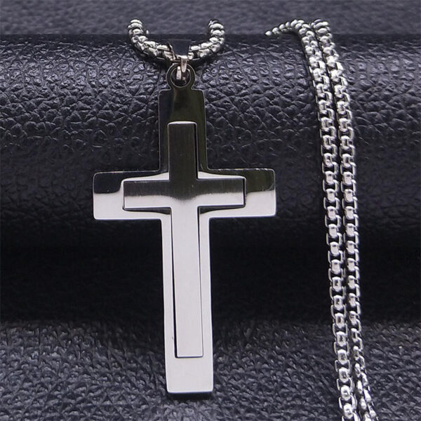 Komi Hot Selling Cross Stainless Steel Pendant Necklace Men's Gold Religious Necklace