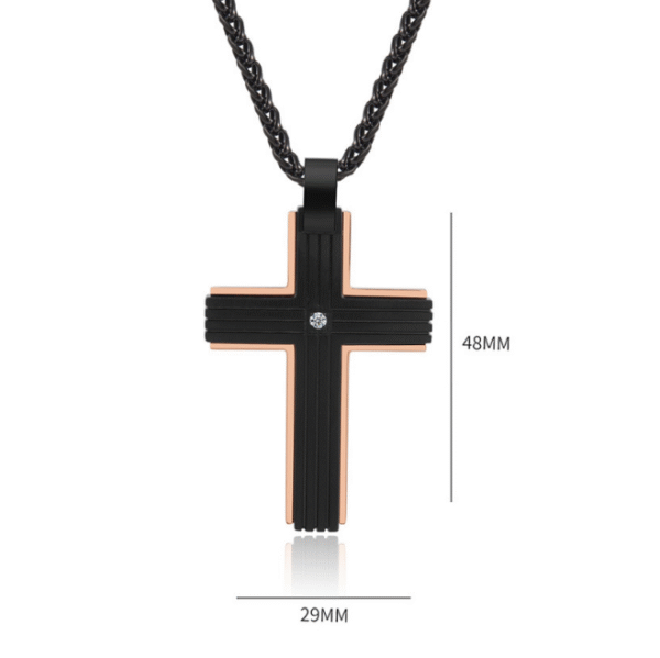2024 Fashion Jewelry Gold Planted Double Color Black Stainless Steel Cross Pendant Necklace